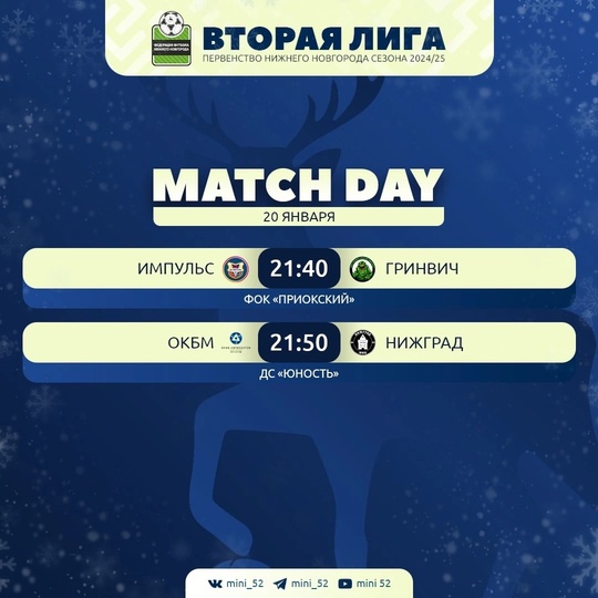 20 ЯНВАРЯ СОСТОЯТСЯ МАТЧИ 1/8 ФИНАЛА КУБКА НИЖНЕГО НОВГОРОДА И..