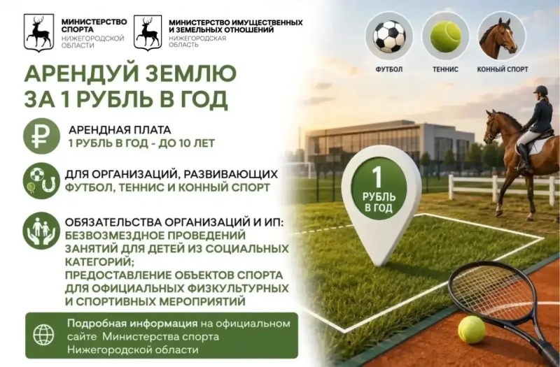 «Земля за 1 рубль» открывает новые возможности для спорта в..
