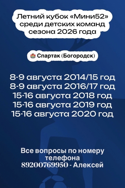 Продолжается заявочная кампания на
Летний Кубок «Мини52» среди..